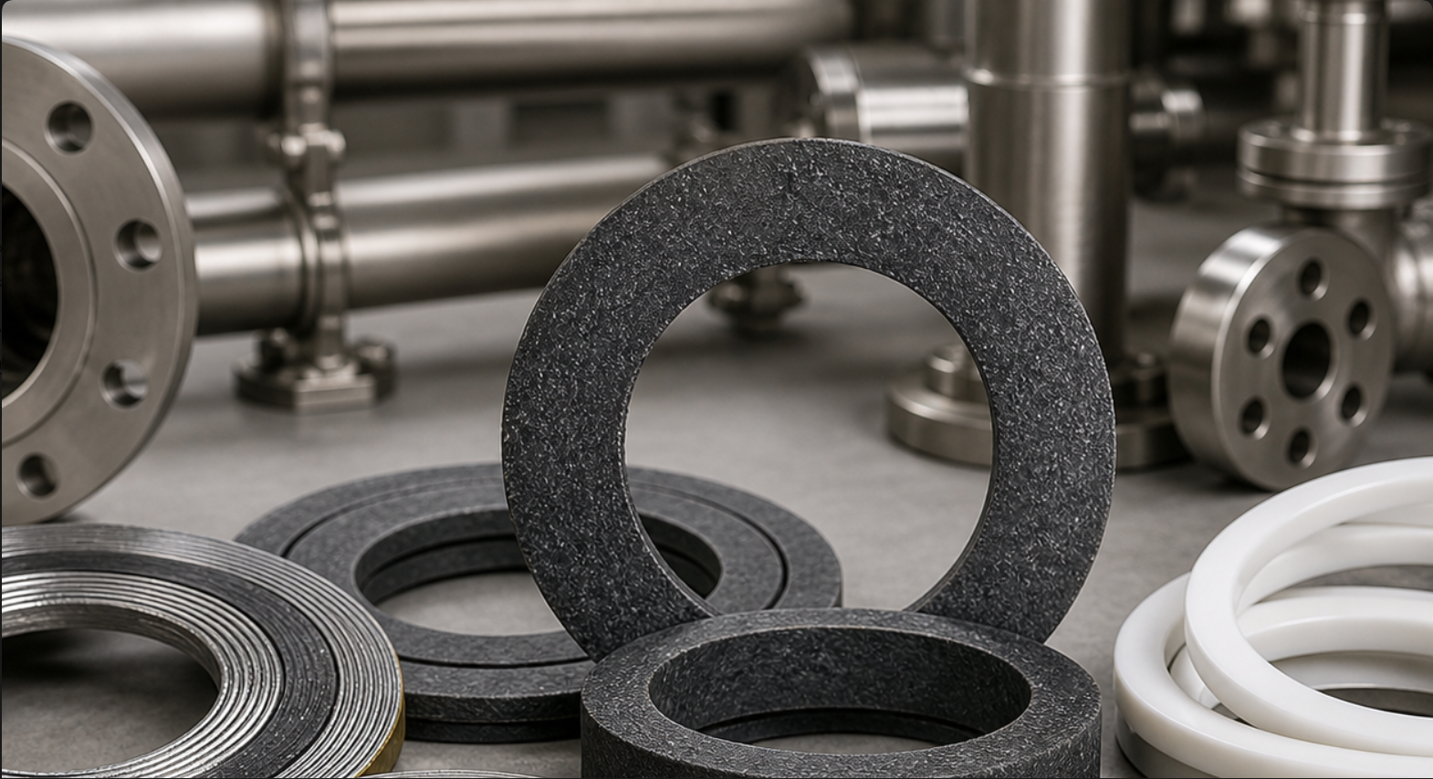Industrial gasket rings and flange sealing materials